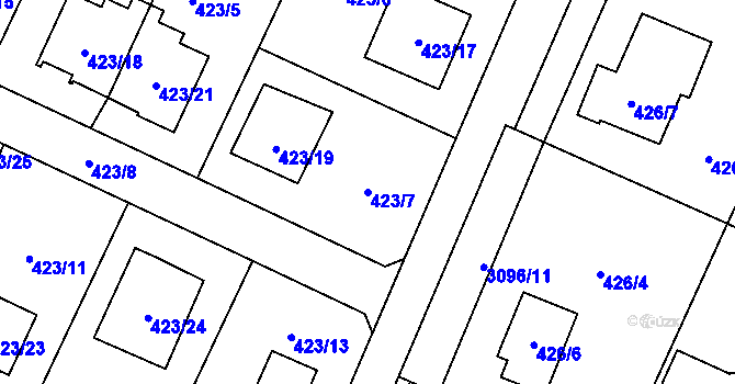 Parcela st. 423/7 v KÚ Místek, Katastrální mapa