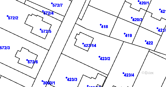 Parcela st. 423/14 v KÚ Místek, Katastrální mapa