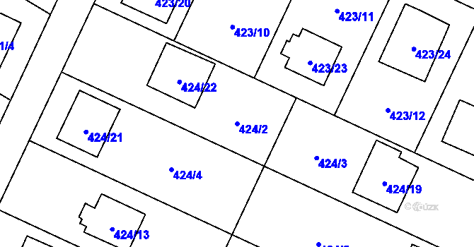 Parcela st. 424/2 v KÚ Místek, Katastrální mapa
