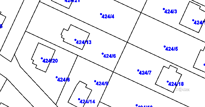 Parcela st. 424/6 v KÚ Místek, Katastrální mapa