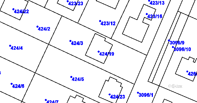 Parcela st. 424/19 v KÚ Místek, Katastrální mapa