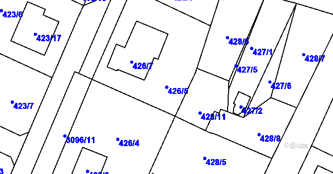 Parcela st. 426/5 v KÚ Místek, Katastrální mapa