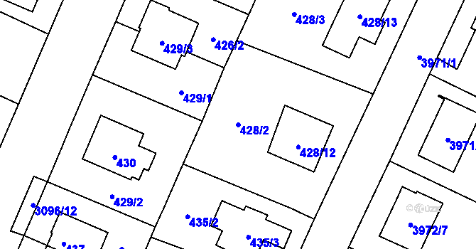 Parcela st. 428/2 v KÚ Místek, Katastrální mapa