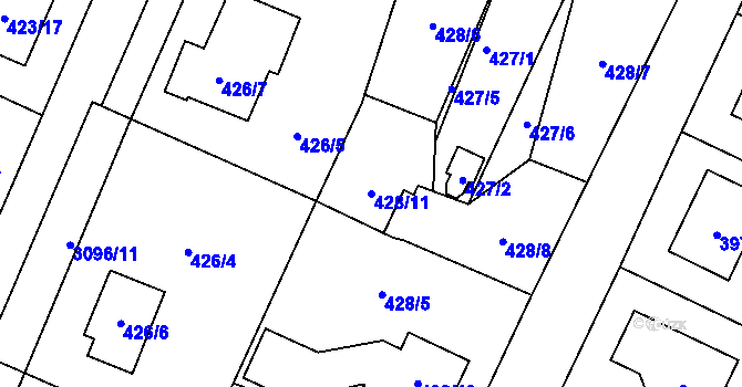 Parcela st. 428/11 v KÚ Místek, Katastrální mapa