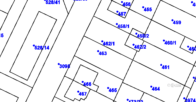 Parcela st. 463 v KÚ Místek, Katastrální mapa