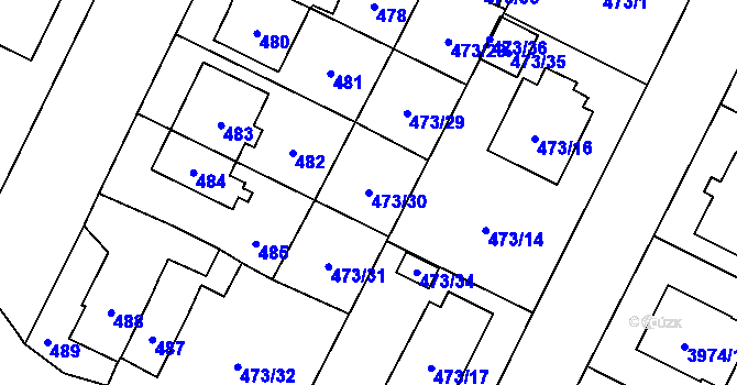 Parcela st. 473/30 v KÚ Místek, Katastrální mapa