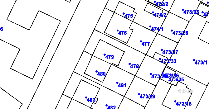 Parcela st. 479 v KÚ Místek, Katastrální mapa