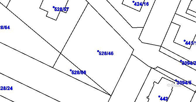 Parcela st. 528/46 v KÚ Místek, Katastrální mapa