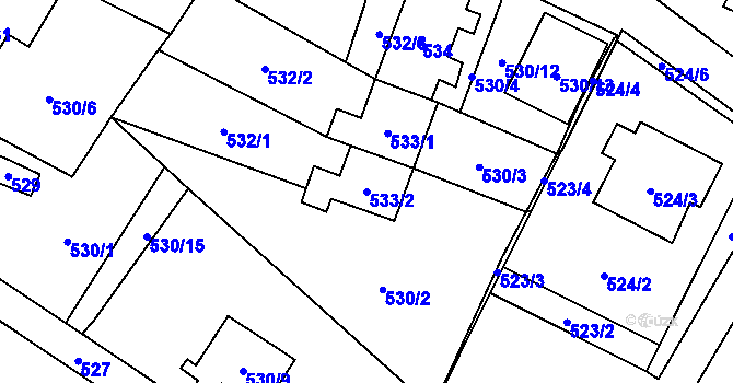 Parcela st. 533/2 v KÚ Místek, Katastrální mapa