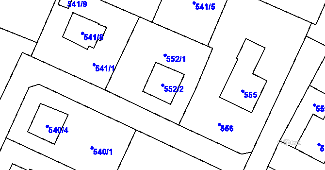 Parcela st. 552/2 v KÚ Místek, Katastrální mapa