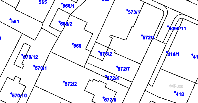 Parcela st. 573/2 v KÚ Místek, Katastrální mapa