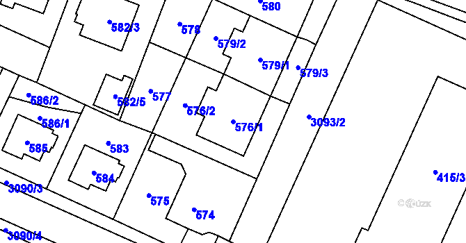 Parcela st. 576/1 v KÚ Místek, Katastrální mapa