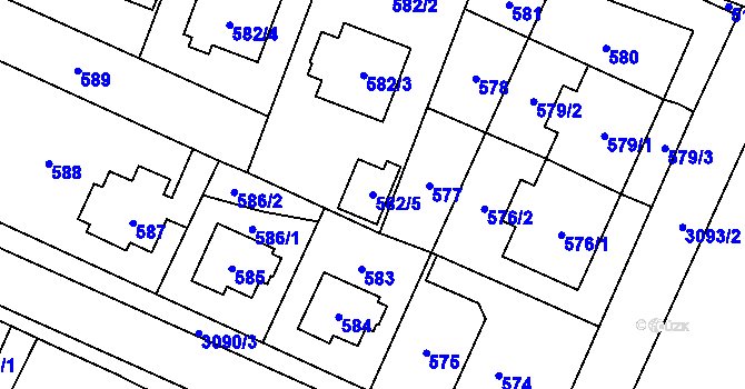 Parcela st. 582/5 v KÚ Místek, Katastrální mapa