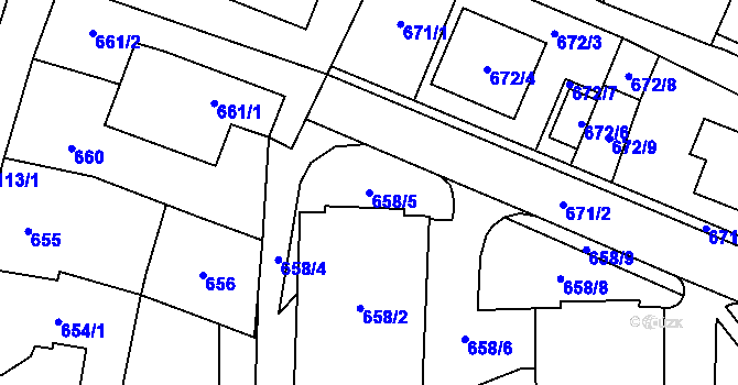 Parcela st. 658/5 v KÚ Místek, Katastrální mapa