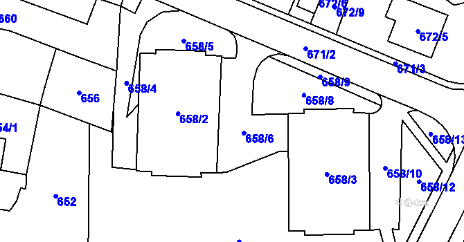 Parcela st. 658/7 v KÚ Místek, Katastrální mapa