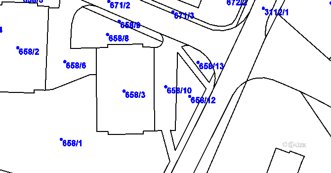 Parcela st. 658/10 v KÚ Místek, Katastrální mapa