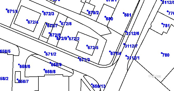 Parcela st. 672/5 v KÚ Místek, Katastrální mapa
