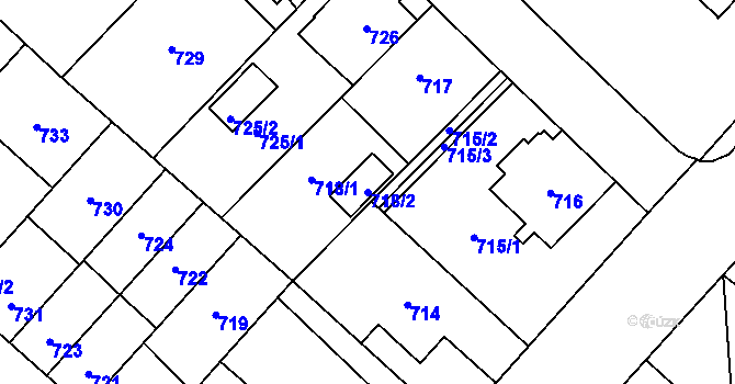 Parcela st. 718/2 v KÚ Místek, Katastrální mapa