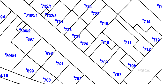 Parcela st. 720 v KÚ Místek, Katastrální mapa