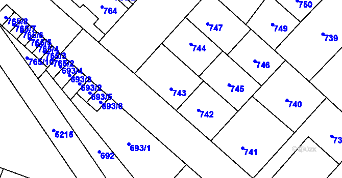 Parcela st. 743 v KÚ Místek, Katastrální mapa