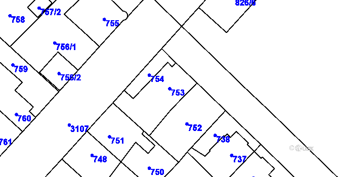 Parcela st. 753 v KÚ Místek, Katastrální mapa