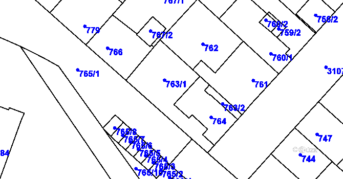 Parcela st. 763 v KÚ Místek, Katastrální mapa