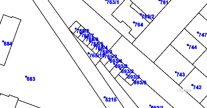 Parcela st. 765/2 v KÚ Místek, Katastrální mapa