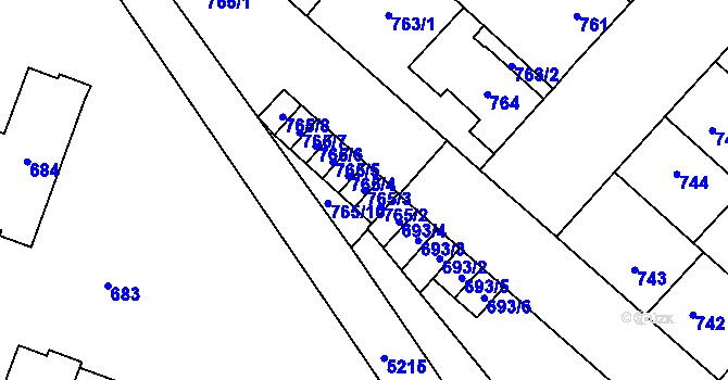 Parcela st. 765/3 v KÚ Místek, Katastrální mapa