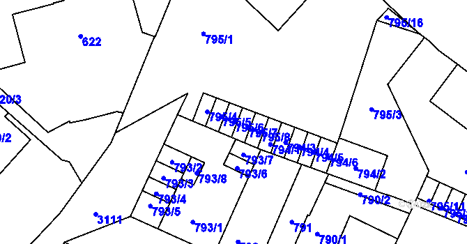 Parcela st. 795/6 v KÚ Místek, Katastrální mapa