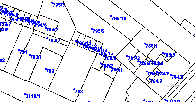 Parcela st. 795/15 v KÚ Místek, Katastrální mapa