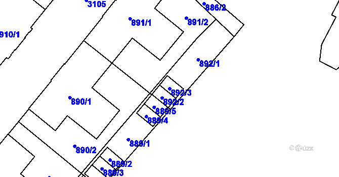 Parcela st. 892/3 v KÚ Místek, Katastrální mapa