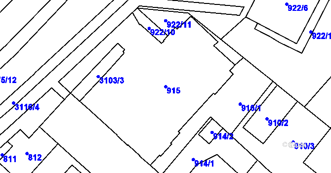 Parcela st. 915 v KÚ Místek, Katastrální mapa