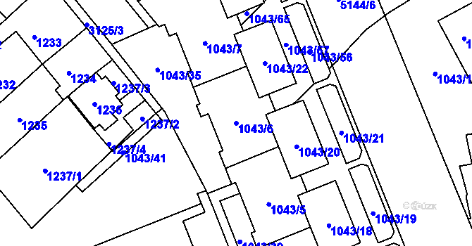 Parcela st. 1043/6 v KÚ Místek, Katastrální mapa