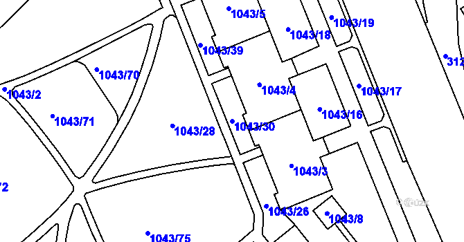 Parcela st. 1043/30 v KÚ Místek, Katastrální mapa