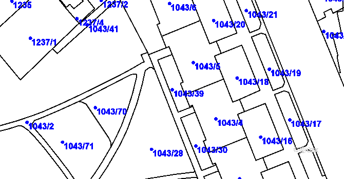 Parcela st. 1043/39 v KÚ Místek, Katastrální mapa