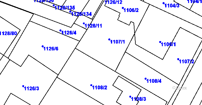 Parcela st. 1108/1 v KÚ Místek, Katastrální mapa