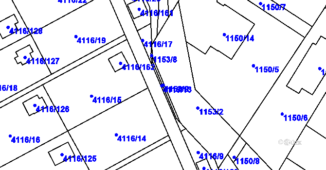 Parcela st. 1153/9 v KÚ Místek, Katastrální mapa