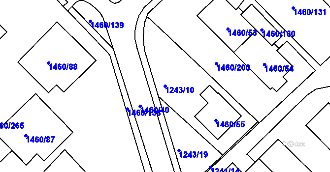 Parcela st. 1243/10 v KÚ Místek, Katastrální mapa