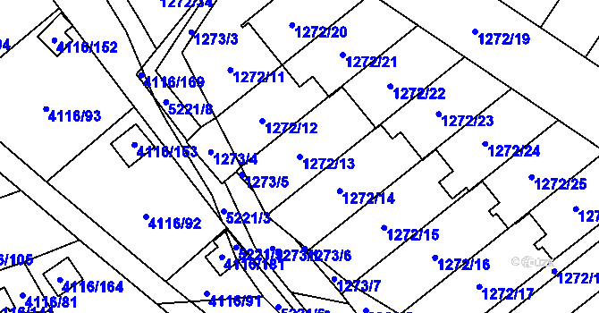 Parcela st. 1272/13 v KÚ Místek, Katastrální mapa