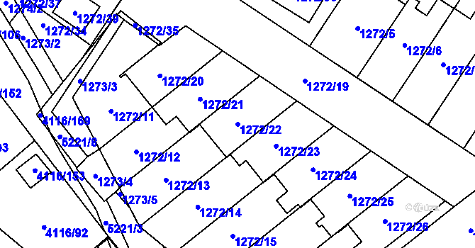 Parcela st. 1272/22 v KÚ Místek, Katastrální mapa