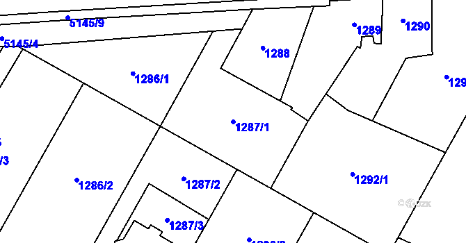 Parcela st. 1287/1 v KÚ Místek, Katastrální mapa