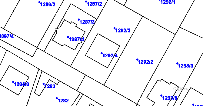 Parcela st. 1292/4 v KÚ Místek, Katastrální mapa