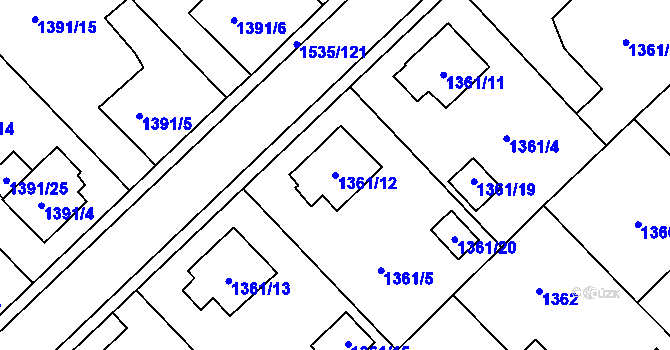 Parcela st. 1361/12 v KÚ Místek, Katastrální mapa