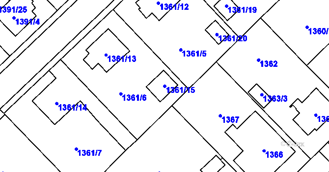 Parcela st. 1361/15 v KÚ Místek, Katastrální mapa