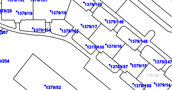 Parcela st. 1379/156 v KÚ Místek, Katastrální mapa