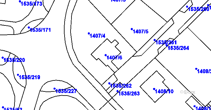 Parcela st. 1407/6 v KÚ Místek, Katastrální mapa