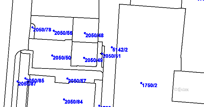 Parcela st. 2050/51 v KÚ Místek, Katastrální mapa