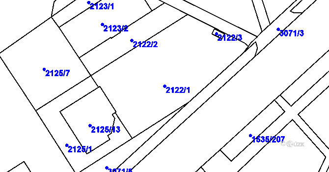 Parcela st. 2122/1 v KÚ Místek, Katastrální mapa