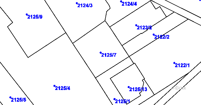 Parcela st. 2125/7 v KÚ Místek, Katastrální mapa