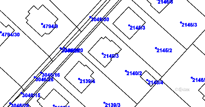 Parcela st. 2140/3 v KÚ Místek, Katastrální mapa